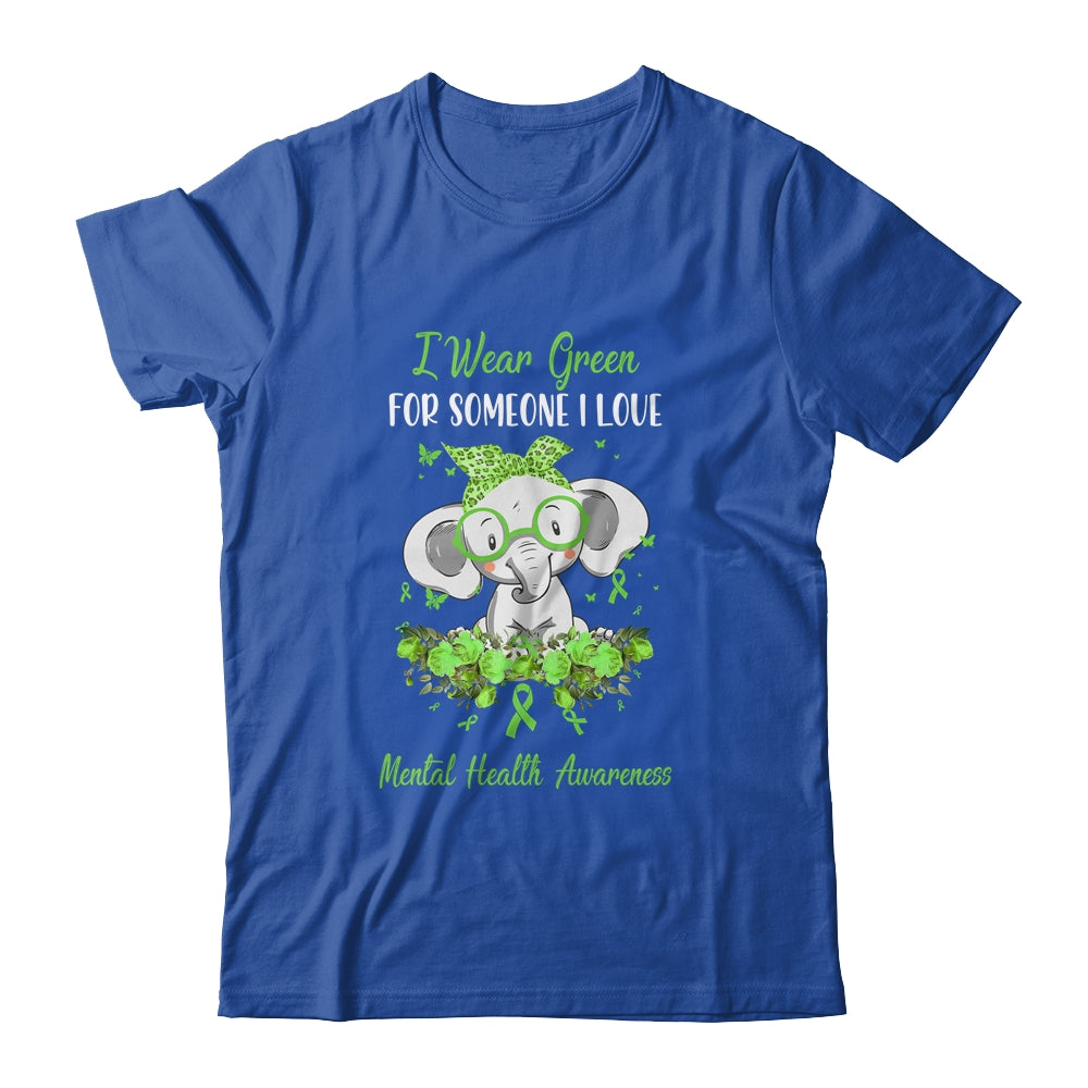 I Wear Green For Mental Health Awareness Ribbon Elephant T-Shirt & Hoodie | Teecentury.com