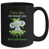 I Wear Green For Mental Health Awareness Ribbon Elephant Mug Coffee Mug | Teecentury.com