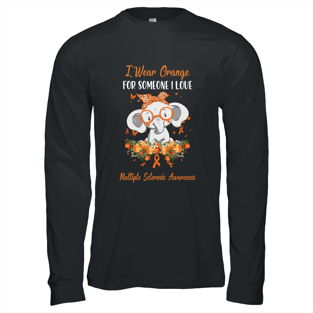 I Wear Orange For Multiple Sclerosis Awareness Ribbon Elephant T-Shirt & Hoodie | Teecentury.com