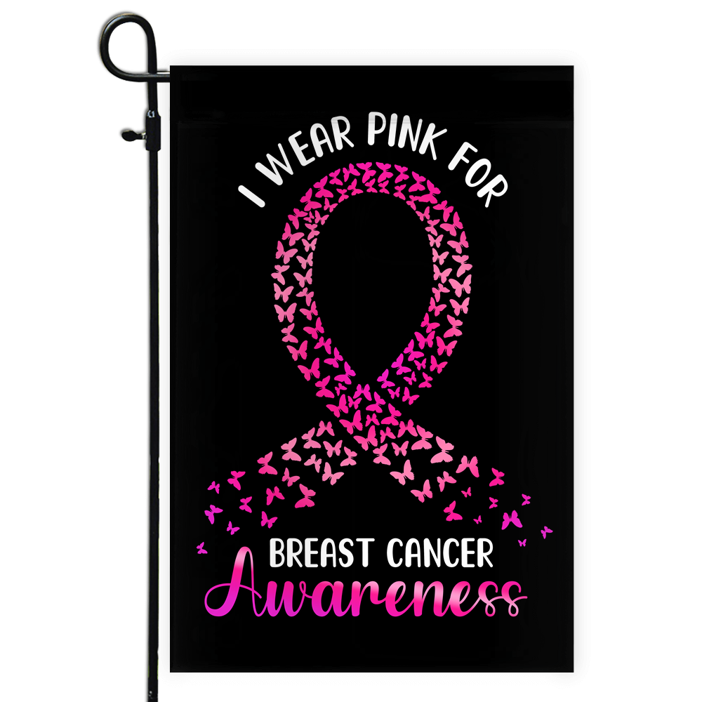I Wear Pink For Breast Cancer Awareness Flag Survivor Ribbon Flag | Teecentury.com