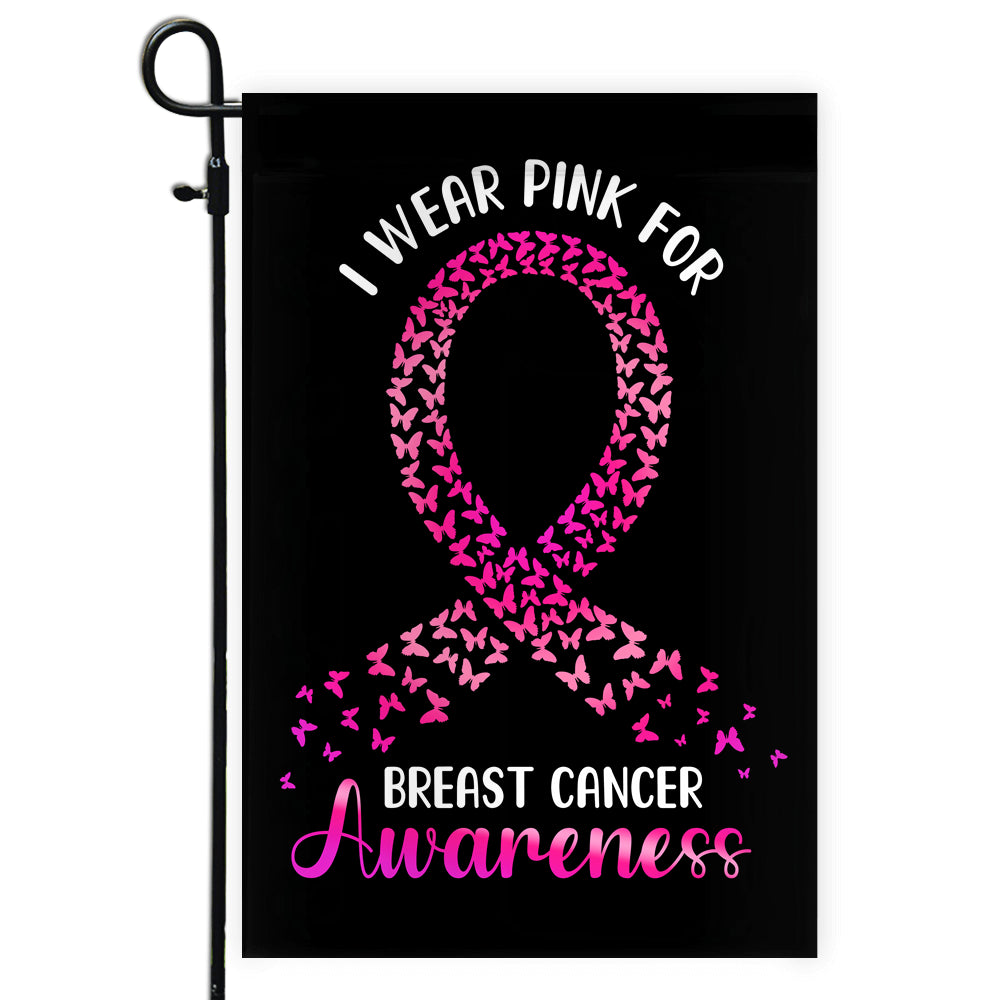 I Wear Pink For Breast Cancer Awareness Flag Survivor Ribbon Flag | Teecentury.com