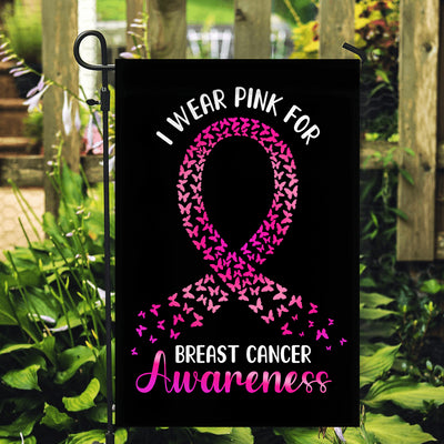I Wear Pink For Breast Cancer Awareness Flag Survivor Ribbon Flag | Teecentury.com