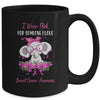 I Wear Pink For Breast Cancer Awareness Ribbon Elephant Mug Coffee Mug | Teecentury.com