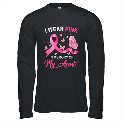 I Wear Pink In Memory Of My Aunt Breast Cancer Awareness Butterflies T-Shirt & Hoodie | Teecentury.com