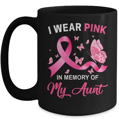 I Wear Pink In Memory Of My Aunt Breast Cancer Awareness Butterflies Mug Coffee Mug | Teecentury.com