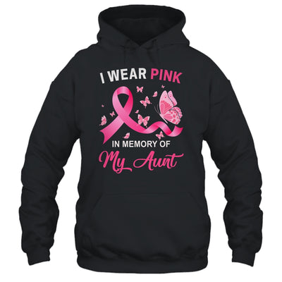 I Wear Pink In Memory Of My Aunt Breast Cancer Awareness Butterflies T-Shirt & Hoodie | Teecentury.com