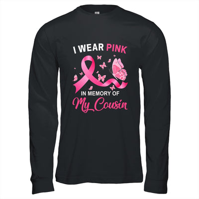 I Wear Pink In Memory Of My Cousin Breast Cancer Awareness Butterflies T-Shirt & Hoodie | Teecentury.com