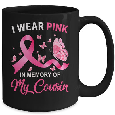 I Wear Pink In Memory Of My Cousin Breast Cancer Awareness Butterflies Mug Coffee Mug | Teecentury.com