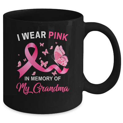 I Wear Pink In Memory Of My Grandma Breast Cancer Awareness Butterflies Mug Coffee Mug | Teecentury.com