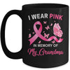 I Wear Pink In Memory Of My Grandma Breast Cancer Awareness Butterflies Mug Coffee Mug | Teecentury.com
