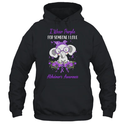 I Wear Purple For Alzheimer's Awareness Ribbon Elephant T-Shirt & Hoodie | Teecentury.com