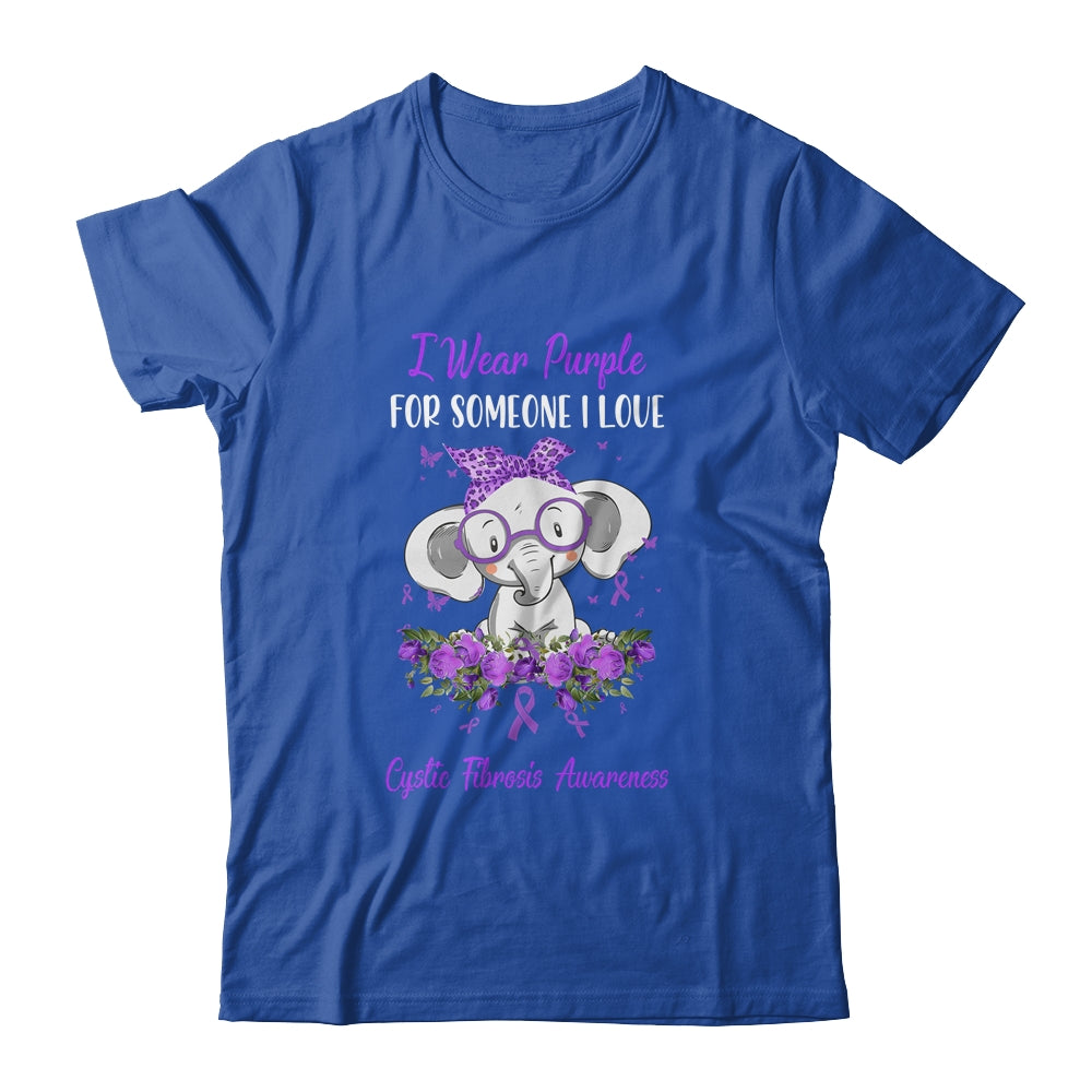 I Wear Purple For Cystic Fibrosis Awareness Ribbon Elephant T-Shirt & Hoodie | Teecentury.com