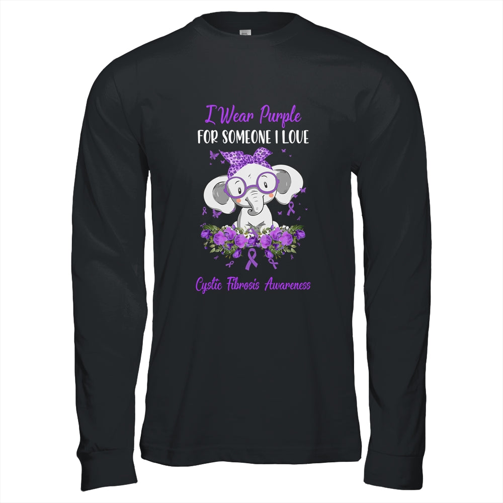 I Wear Purple For Cystic Fibrosis Awareness Ribbon Elephant T-Shirt & Hoodie | Teecentury.com