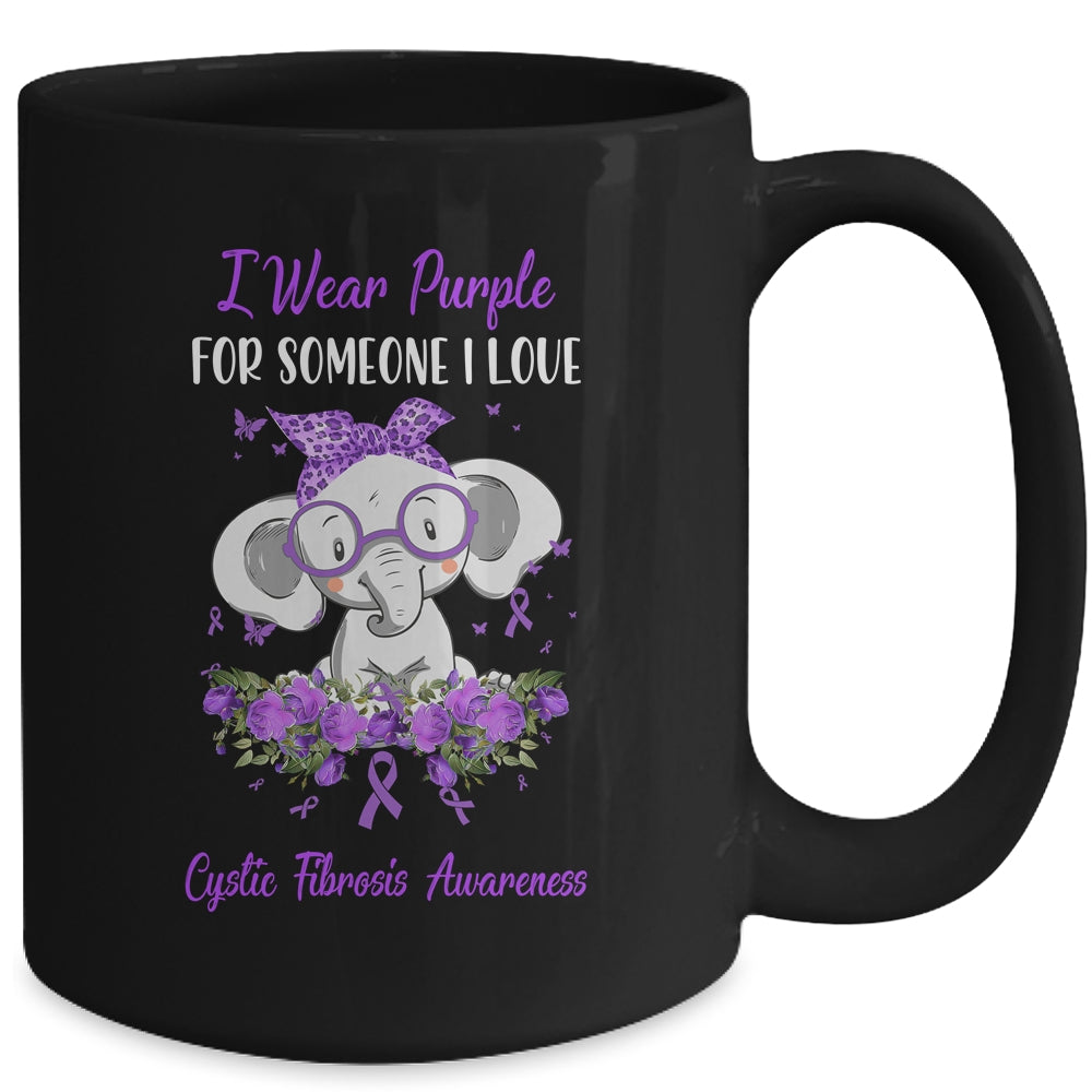 I Wear Purple For Cystic Fibrosis Awareness Ribbon Elephant Mug Coffee Mug | Teecentury.com