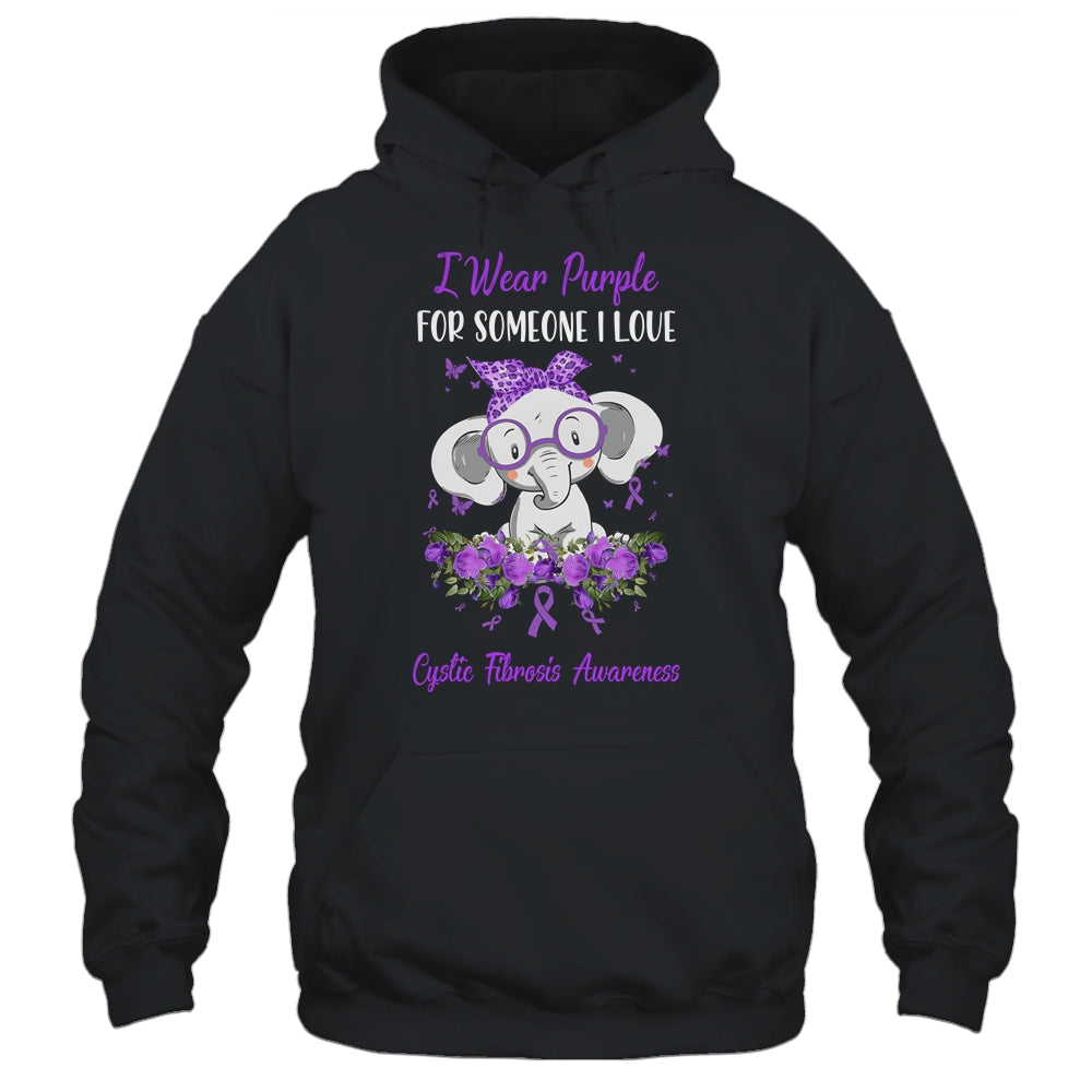 I Wear Purple For Cystic Fibrosis Awareness Ribbon Elephant T-Shirt & Hoodie | Teecentury.com