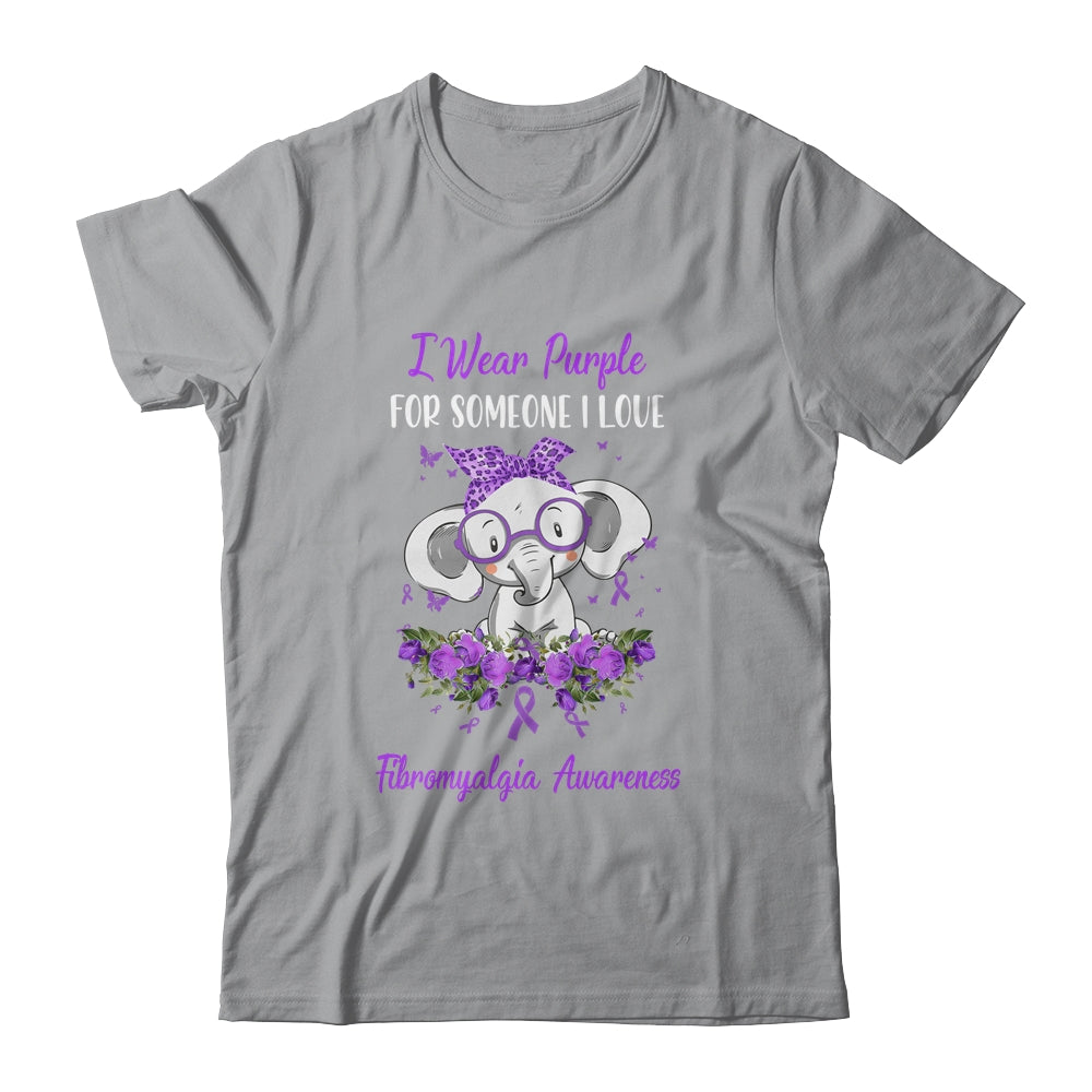 I Wear Purple For Fibromyalgia Awareness Ribbon Elephant T-Shirt & Hoodie | Teecentury.com