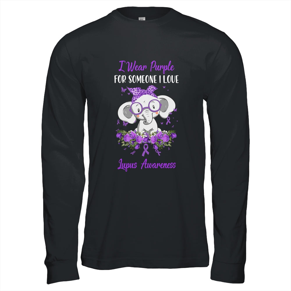 I Wear Purple For Lupus Awareness Ribbon Elephant T-Shirt & Hoodie | Teecentury.com