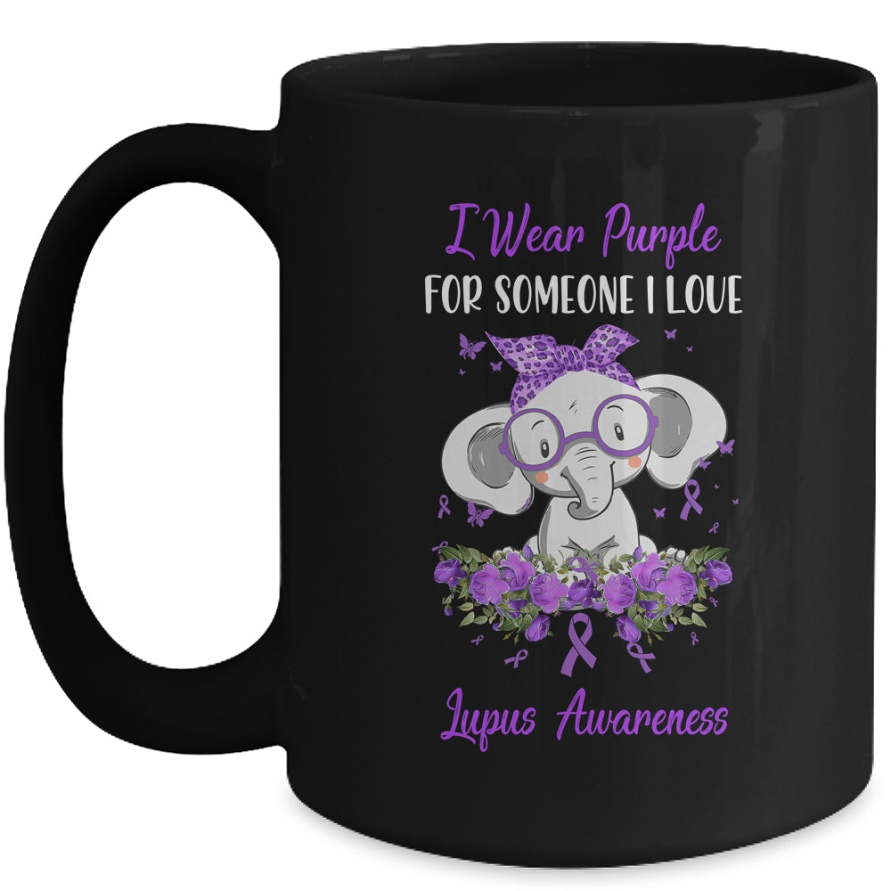 I Wear Purple For Lupus Awareness Ribbon Elephant Mug Coffee Mug | Teecentury.com