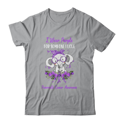 I Wear Purple For Pancreatic Cancer Awareness Ribbon Elephant T-Shirt & Hoodie | Teecentury.com