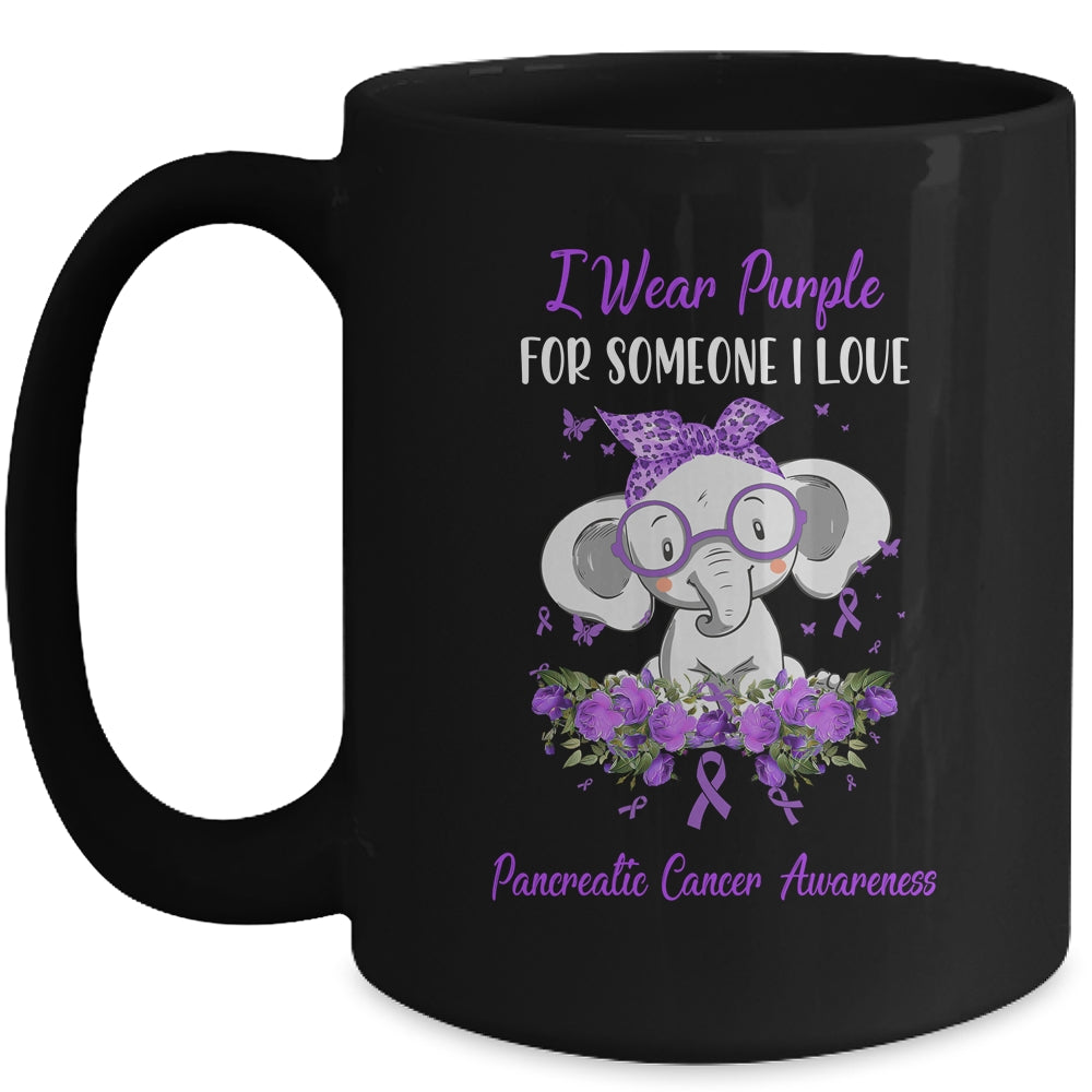I Wear Purple For Pancreatic Cancer Awareness Ribbon Elephant Mug Coffee Mug | Teecentury.com