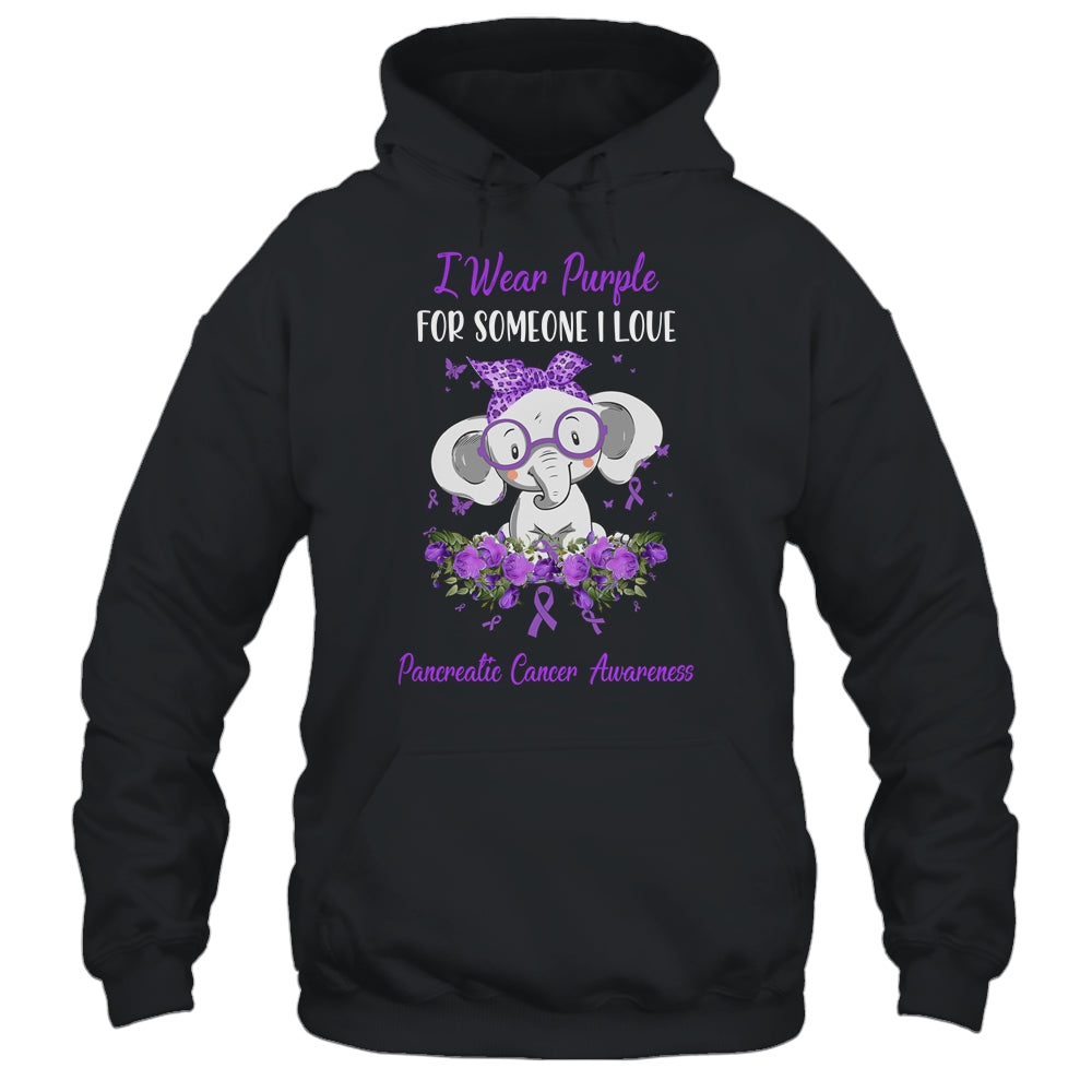 I Wear Purple For Pancreatic Cancer Awareness Ribbon Elephant T-Shirt & Hoodie | Teecentury.com