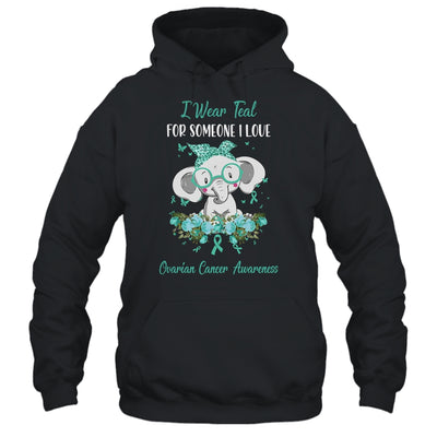 I Wear Teal For Ovarian Cancer Awareness Ribbon Elephant T-Shirt & Hoodie | Teecentury.com