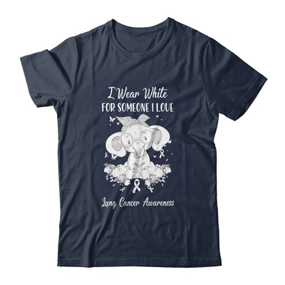 I Wear White For Lung Cancer Awareness Ribbon Elephant T-Shirt & Hoodie | Teecentury.com