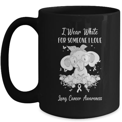 I Wear White For Lung Cancer Awareness Ribbon Elephant Mug Coffee Mug | Teecentury.com