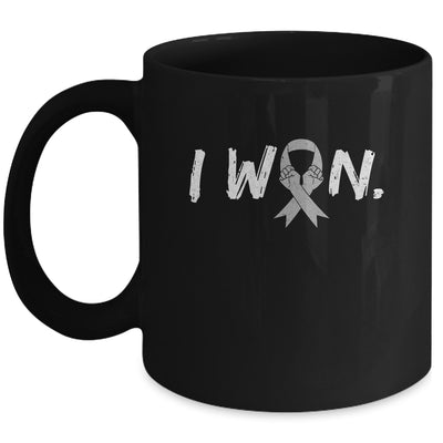 I Won Survivor Brain Cancer Awareness Warrior Grey Ribbon Mug | teecentury