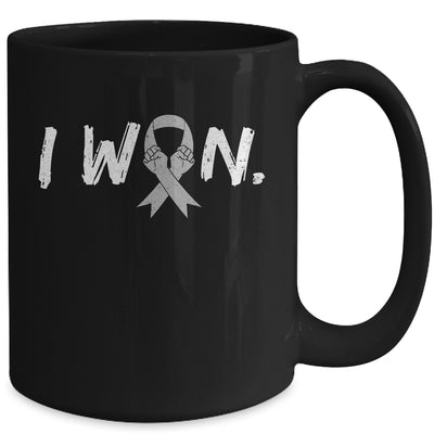 I Won Survivor Brain Cancer Awareness Warrior Grey Ribbon Mug | teecentury