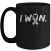 I Won Survivor Brain Cancer Awareness Warrior Grey Ribbon Mug | teecentury