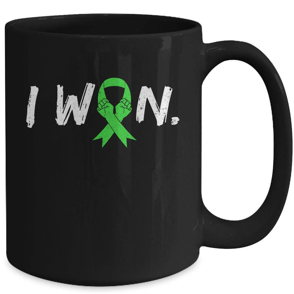 I Won Survivor Lymphoma Awareness Warrior Green Ribbon Mug | teecentury