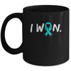 I Won Survivor Ovarian Cancer Awareness Warrior Teal Ribbon Mug | teecentury