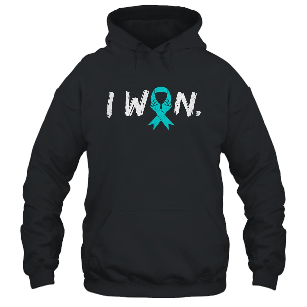 I Won Survivor Ovarian Cancer Awareness Warrior Teal Ribbon Shirt & Hoodie | teecentury