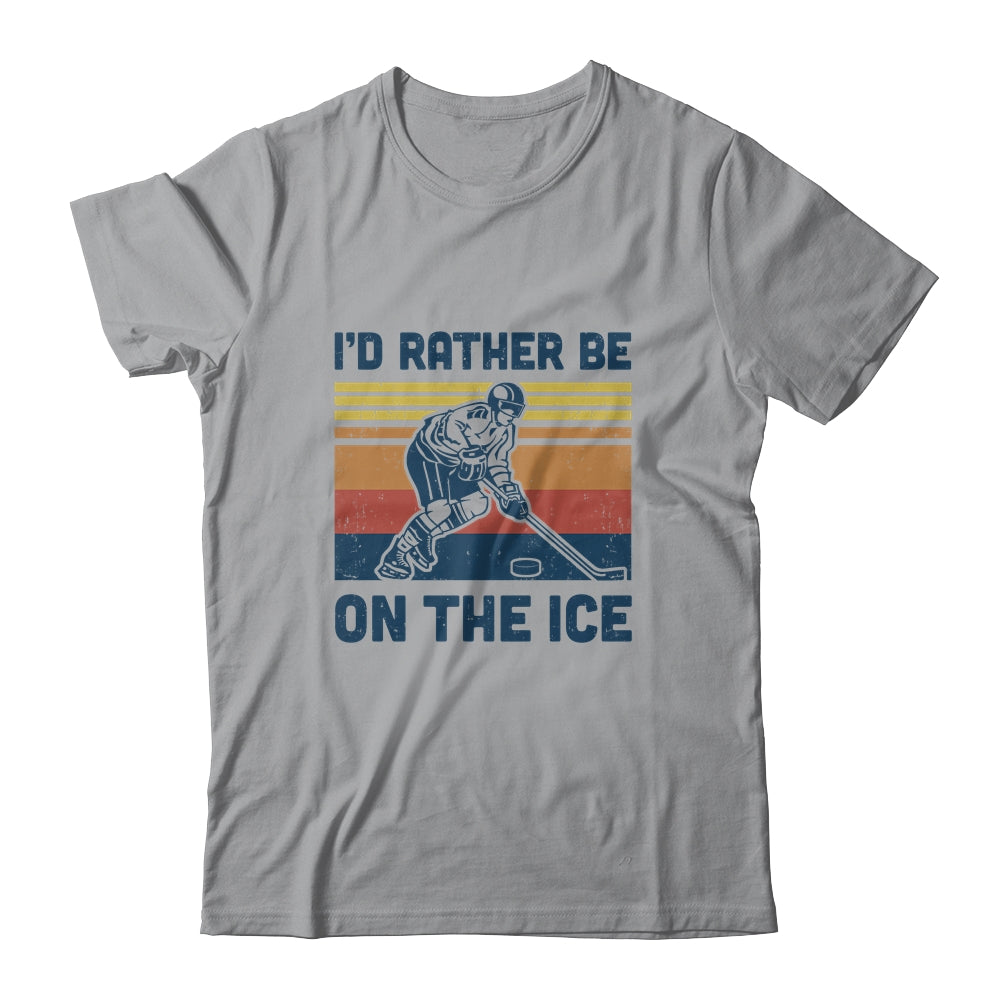 I'd Rather Be On The Ice Ice Hockey Player Vintage T-Shirt & Hoodie | Teecentury.com