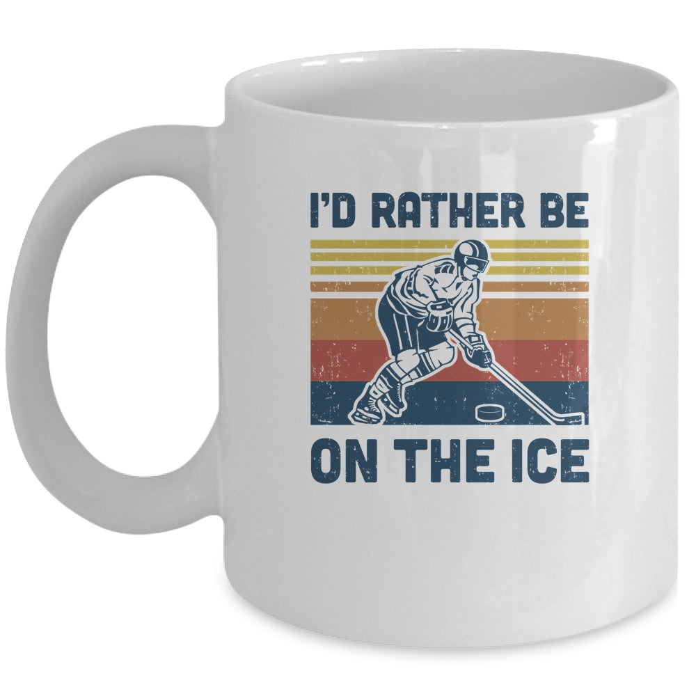 I'd Rather Be On The Ice Ice Hockey Player Vintage Mug Coffee Mug | Teecentury.com