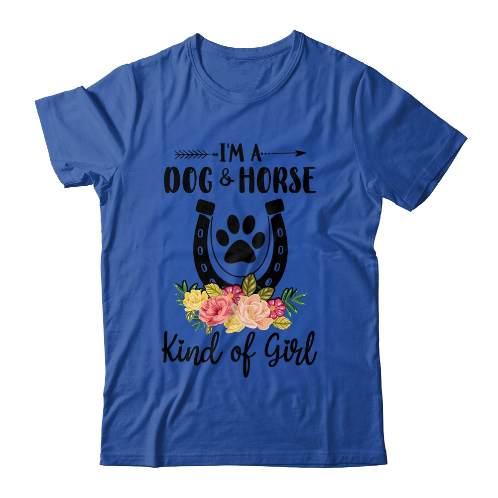 I'm A Dog And Horse Kind Of Girl Paw Print Horseshoe Gift T-Shirt & Tank Top | Teecentury.com