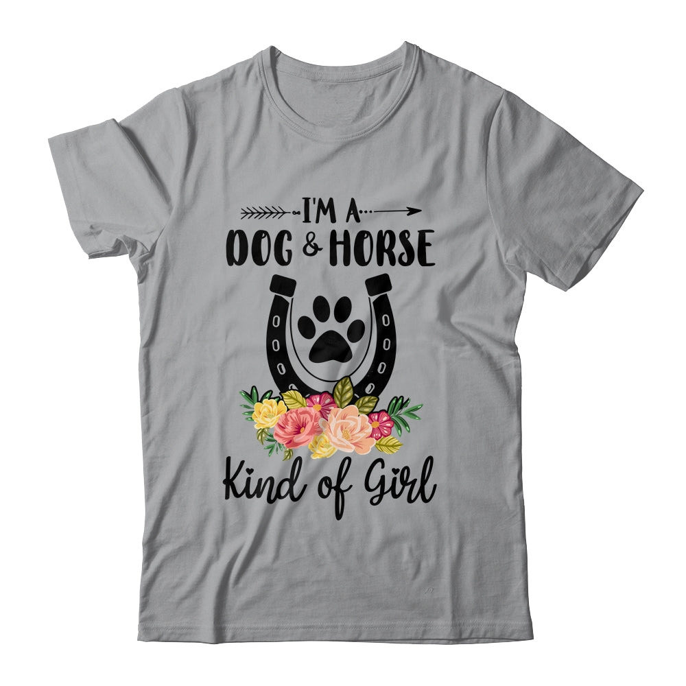 I'm A Dog And Horse Kind Of Girl Paw Print Horseshoe Gift T-Shirt & Tank Top | Teecentury.com