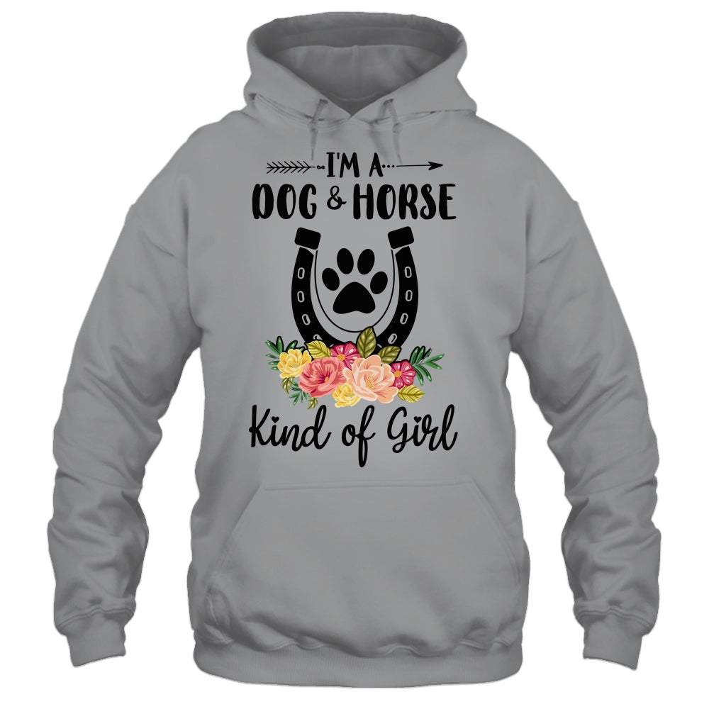 I'm A Dog And Horse Kind Of Girl Paw Print Horseshoe Gift T-Shirt & Tank Top | Teecentury.com
