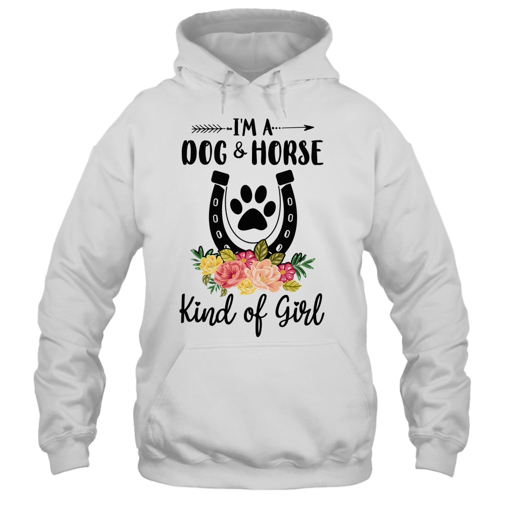 I'm A Dog And Horse Kind Of Girl Paw Print Horseshoe Gift T-Shirt & Tank Top | Teecentury.com