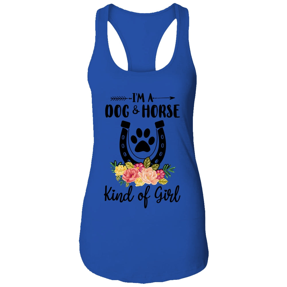 I'm A Dog And Horse Kind Of Girl Paw Print Horseshoe Gift T-Shirt & Tank Top | Teecentury.com