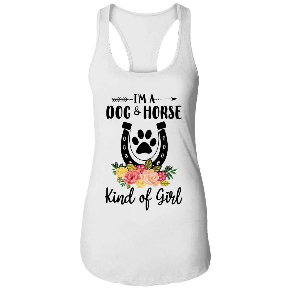I'm A Dog And Horse Kind Of Girl Paw Print Horseshoe Gift T-Shirt & Tank Top | Teecentury.com