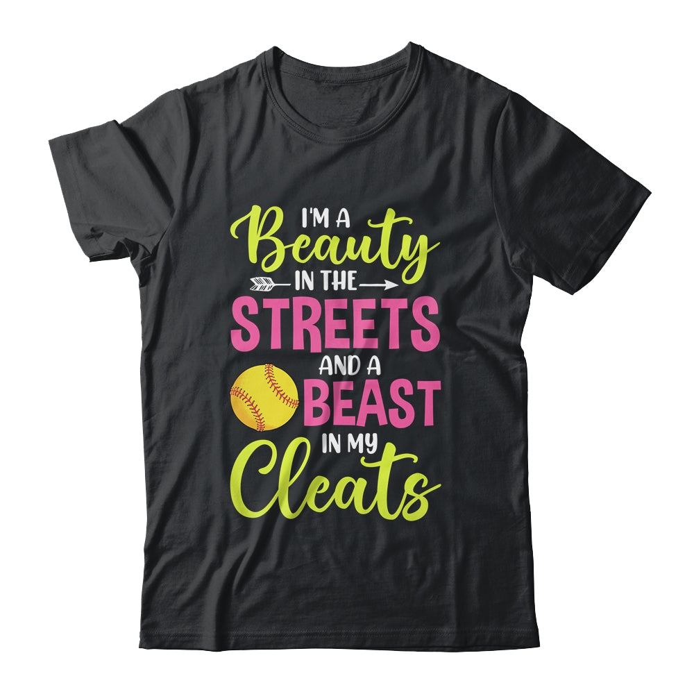 I'm Beauty In The Street Beast In My Cleats Girls Softball Shirt & Tank Top | teecentury