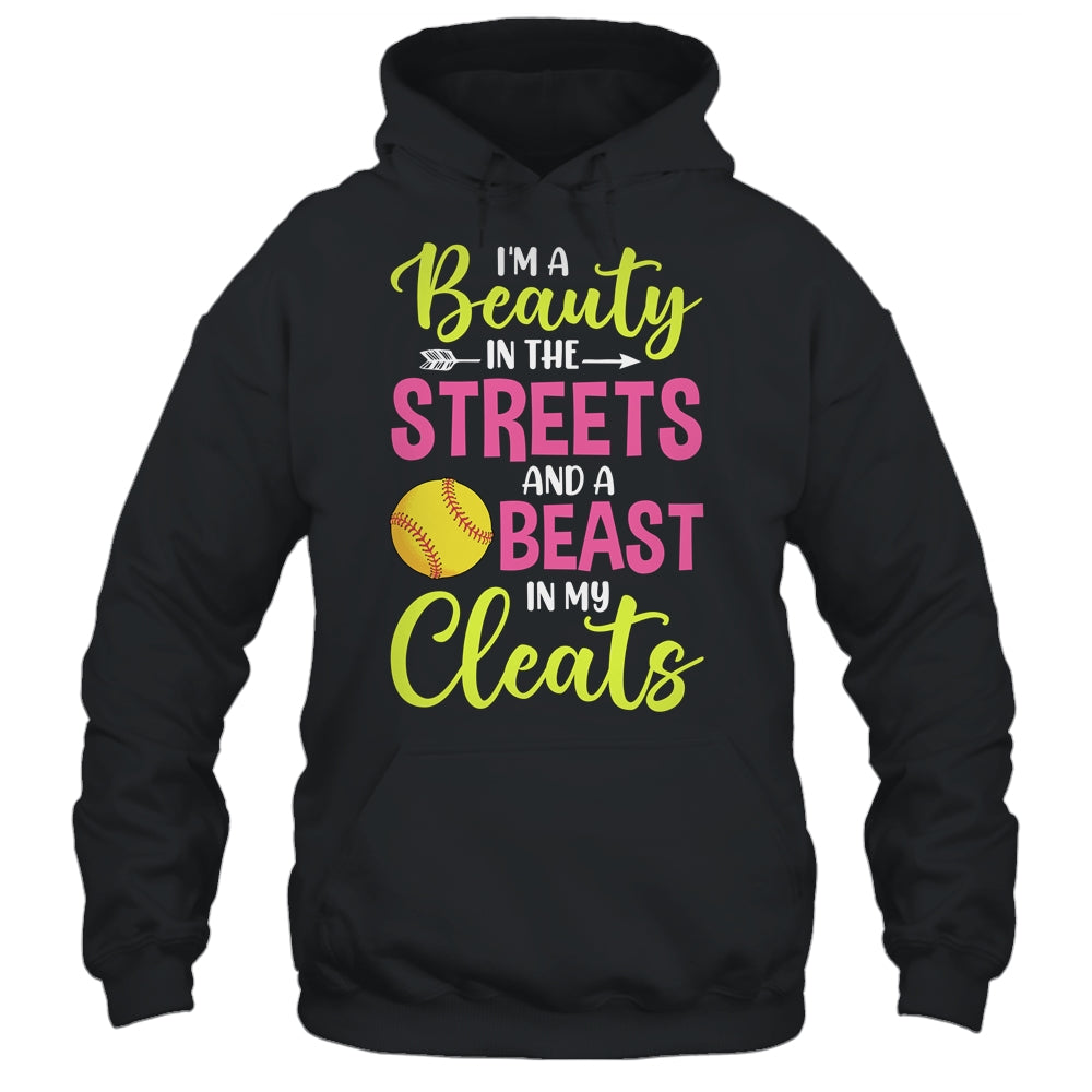 I'm Beauty In The Street Beast In My Cleats Girls Softball Shirt & Tank Top | teecentury
