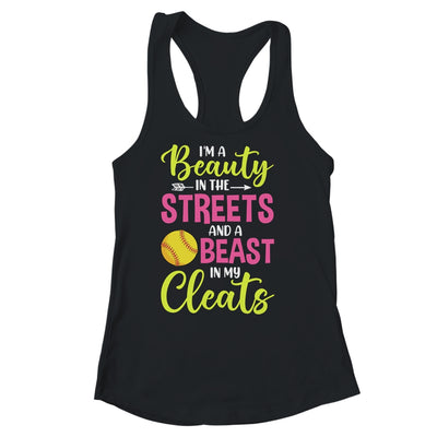 I'm Beauty In The Street Beast In My Cleats Girls Softball Shirt & Tank Top | teecentury