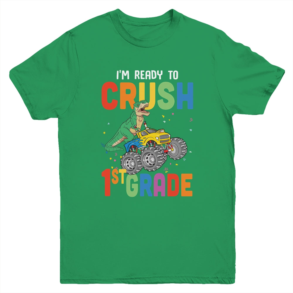 I'm Ready To Crush 1st Grade Monster Truck Dinosaur Youth Youth Shirt | Teecentury.com