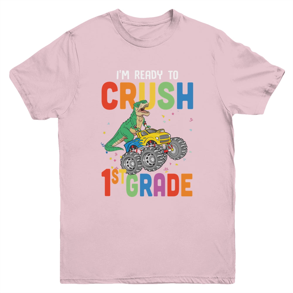 I'm Ready To Crush 1st Grade Monster Truck Dinosaur Youth Youth Shirt | Teecentury.com