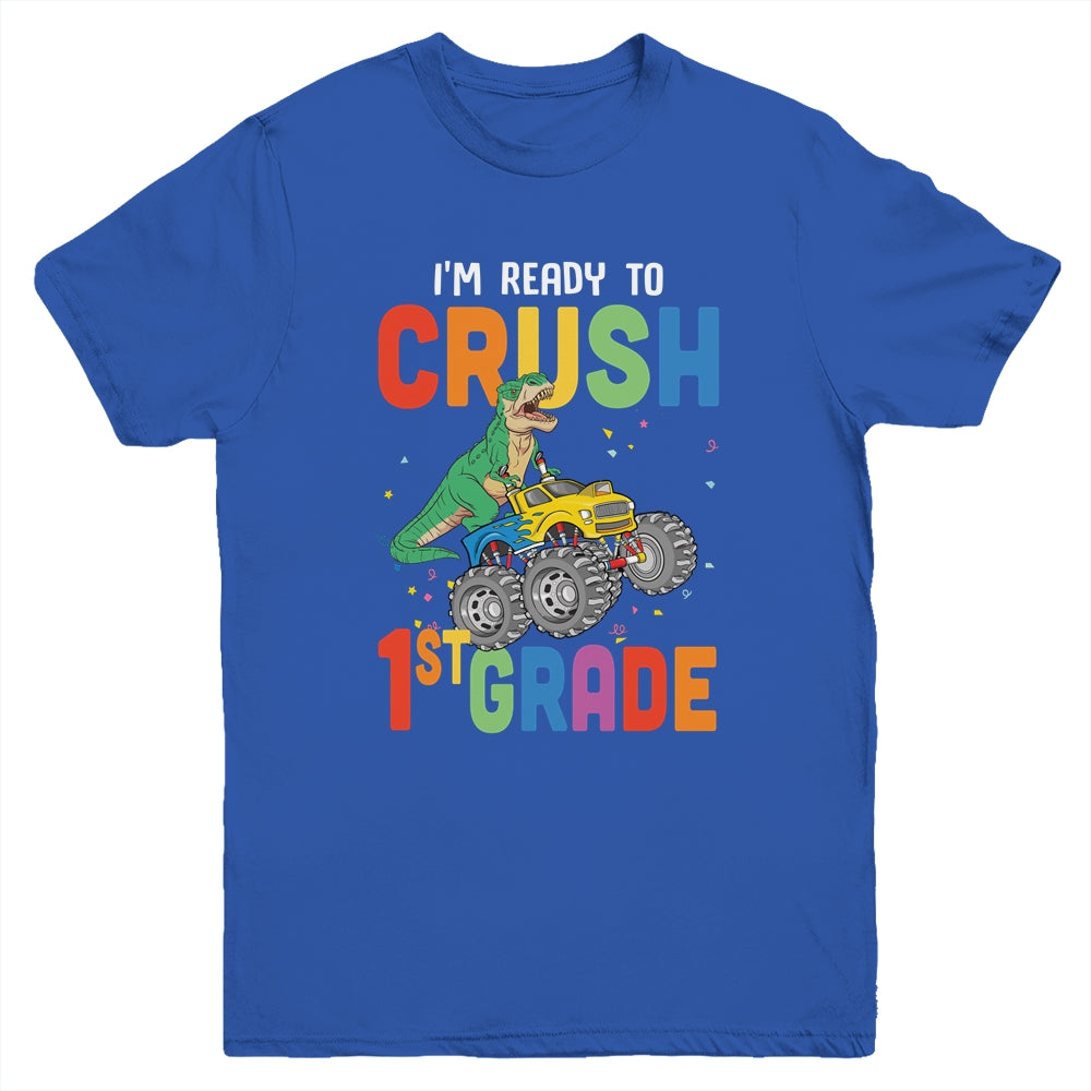 I'm Ready To Crush 1st Grade Monster Truck Dinosaur Youth Youth Shirt | Teecentury.com