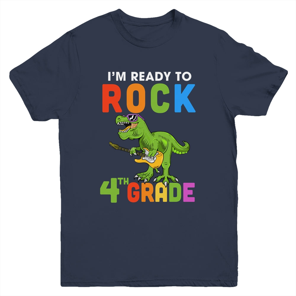 I'm Ready To Rock 4th Grade Dinosaur Back To School Youth Youth Shirt | Teecentury.com