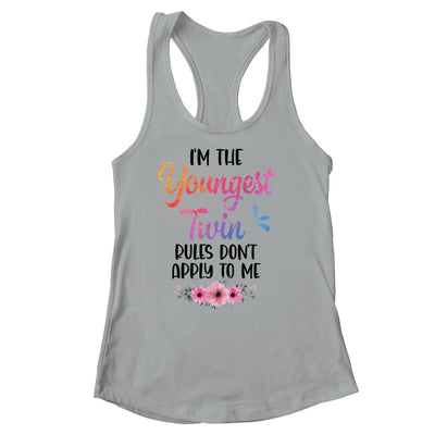 I'm The Youngest Twin Rules Don't Apply To Me Funny Floral Shirt & Tank Top | teecentury